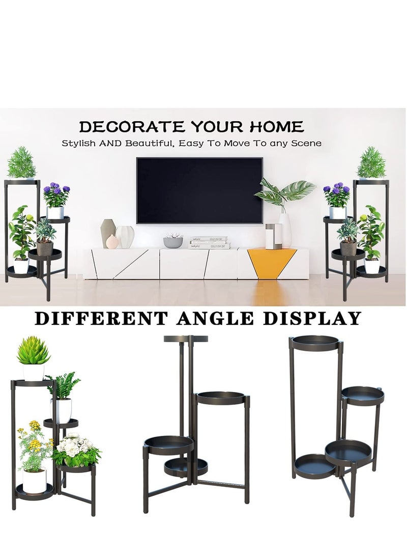 4 Tier Metal Plant Stand Multiple Flower Pot, Heavy Duty Potted Holder, Plant Shelves Planter Rack Storage Organizer Display for Indoor Outdoor Garden Balcony