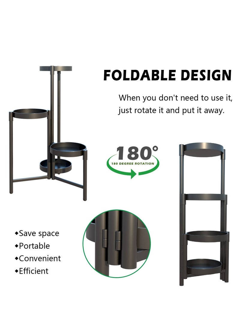 4 Tier Metal Plant Stand Multiple Flower Pot, Heavy Duty Potted Holder, Plant Shelves Planter Rack Storage Organizer Display for Indoor Outdoor Garden Balcony