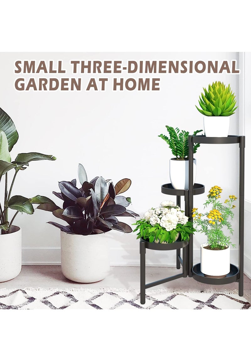 4 Tier Metal Plant Stand Multiple Flower Pot, Heavy Duty Potted Holder, Plant Shelves Planter Rack Storage Organizer Display for Indoor Outdoor Garden Balcony