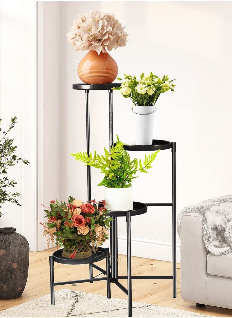 4 Tier Metal Plant Stand Multiple Flower Pot, Heavy Duty Potted Holder, Plant Shelves Planter Rack Storage Organizer Display for Indoor Outdoor Garden Balcony
