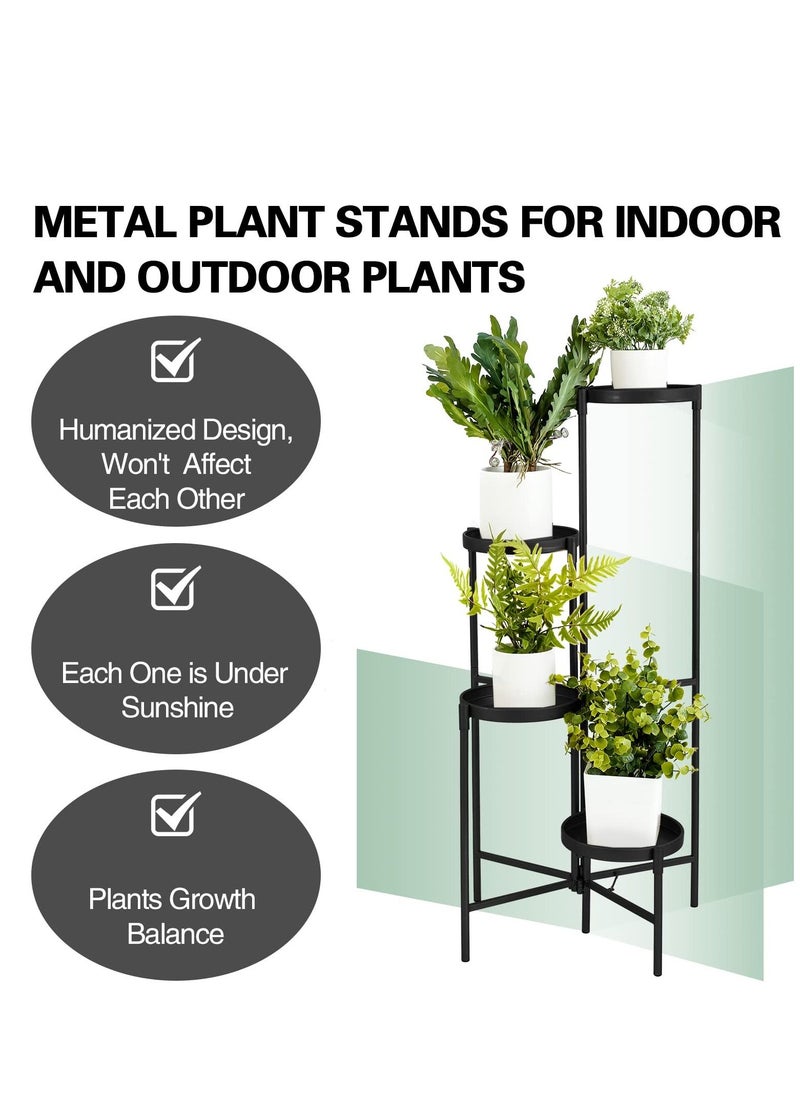 4 Tier Metal Plant Stand Multiple Flower Pot, Heavy Duty Potted Holder, Plant Shelves Planter Rack Storage Organizer Display for Indoor Outdoor Garden Balcony
