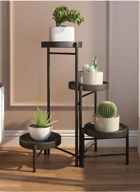 4 Tier Metal Plant Stand Multiple Flower Pot, Heavy Duty Potted Holder, Plant Shelves Planter Rack Storage Organizer Display for Indoor Outdoor Garden Balcony
