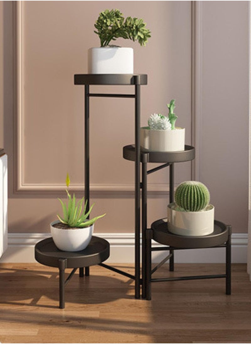 4 Tier Metal Plant Stand Multiple Flower Pot, Heavy Duty Potted Holder, Plant Shelves Planter Rack Storage Organizer Display for Indoor Outdoor Garden Balcony