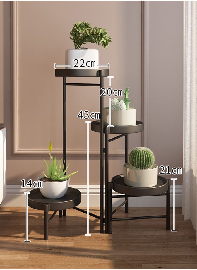 4 Tier Metal Plant Stand Multiple Flower Pot, Heavy Duty Potted Holder, Plant Shelves Planter Rack Storage Organizer Display for Indoor Outdoor Garden Balcony