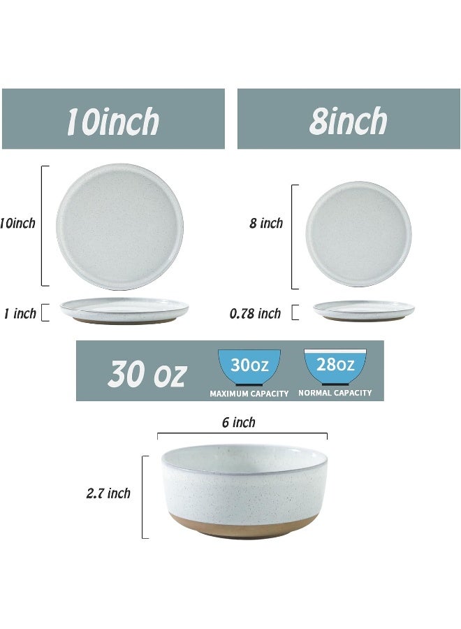 Hasense Plates and Bowls Sets 18 Pieces Modern Porcelain Dishes Sets Service for 6 Stoneware Dinnerware Sets with Speckled Pattern Scratch Resistant Microwave and Dishwasher Safe White - Image 3