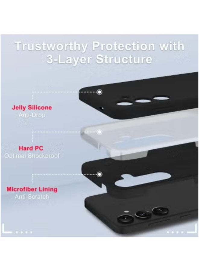 JAJEEK Samsung Galaxy S24 Case – Black Silicone Slim Shockproof Cover with Soft Microfiber Lining and 1 Tempered Glass Screen Protector, Full Body Protection, Anti-Scratch, Wireless Charging Compatible, Lightweight Durable Design for Everyday Use - Image 2