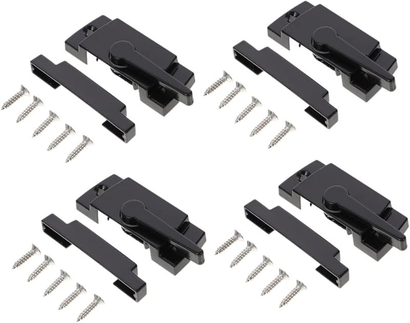 Jojofuny Black Security Window Sash Locks 4 Pack For Sliding Windows Easy Install Improve Airflow - Image 2