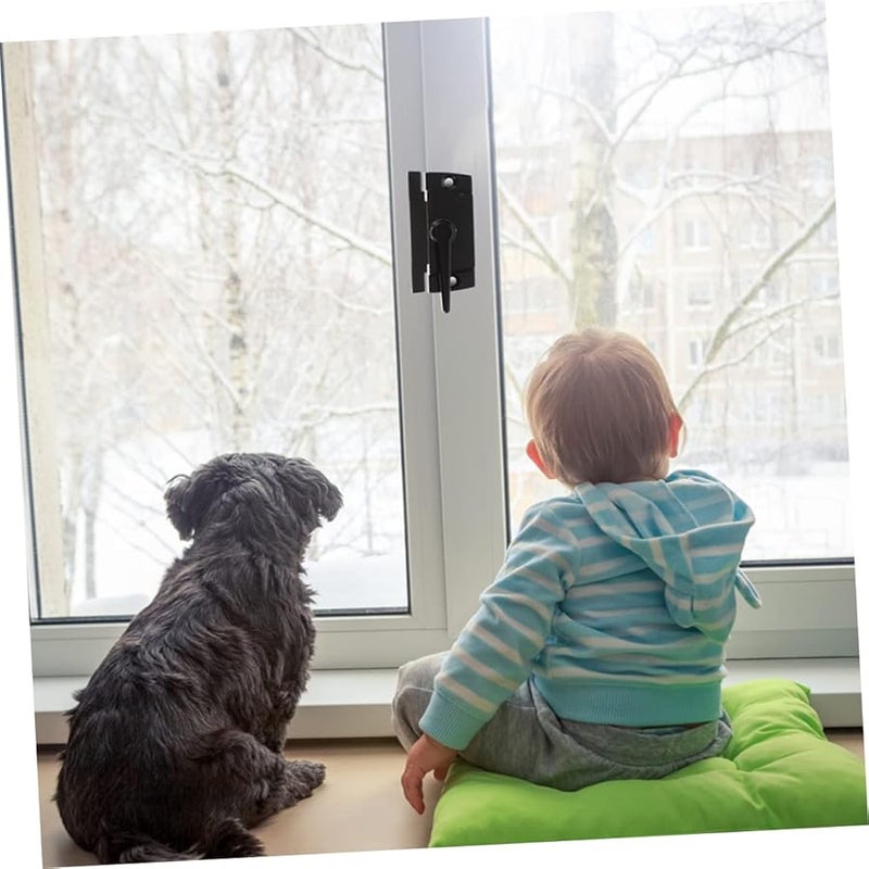 Jojofuny Black Security Window Sash Locks 4 Pack For Sliding Windows Easy Install Improve Airflow - Image 3