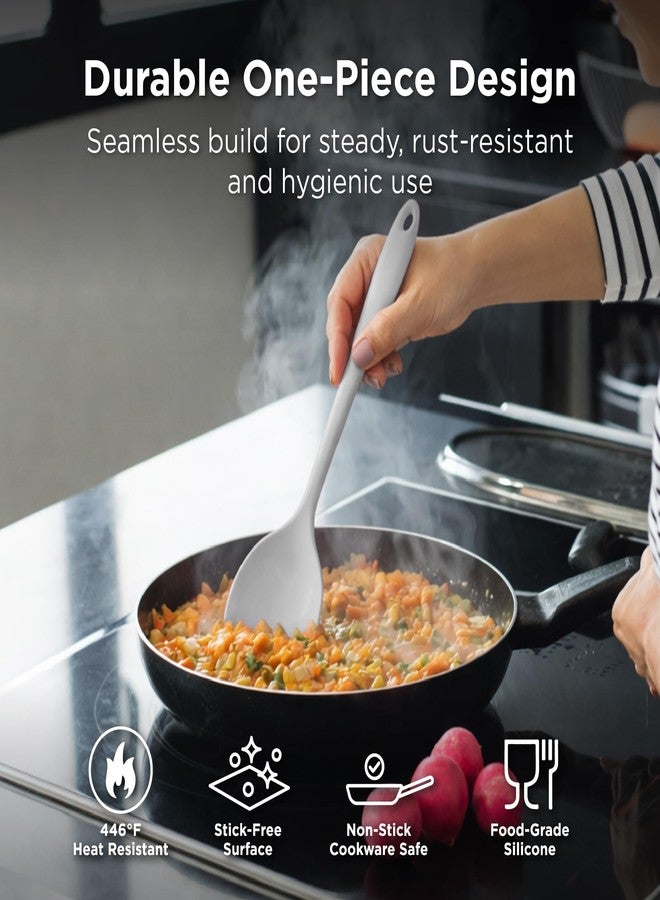 Kitchen Mama طقم مغرفة وملعقة طبخ من Kitchen Mama DuoEssentials، مغرفة وملعقة طبخ من السيليكون لأواني الطهي غير اللاصقة، أدوات مطبخ مقاومة للحرارة من قطعة واحدة للشوربة والتقليب والتحمير (رمادي معدني) - Image 5