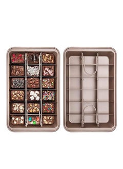 Joyelink Brownie Pan with Dividers, MarlaMall Non-Stick Backing Pan, Brownie Pan, Bakeware for Oven Baking, Brownie Trays,Make 18 Pre-cut Brownies at Once  - Image 1