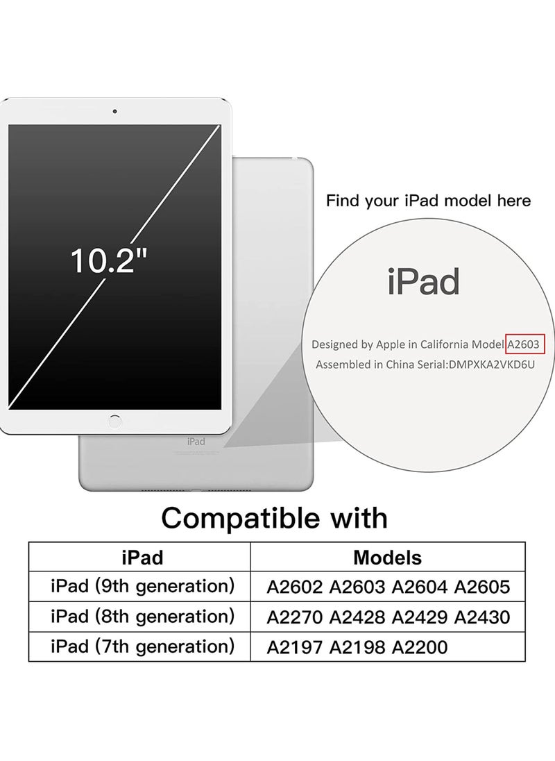 Case for iPad 10.2-Inch (9th/8th/7th Generation 2021/2020/2019) with Pencil Holder Clear Transparent Back Shell Slim Stand Shockproof Tablet Cover Auto Wake/Sleep