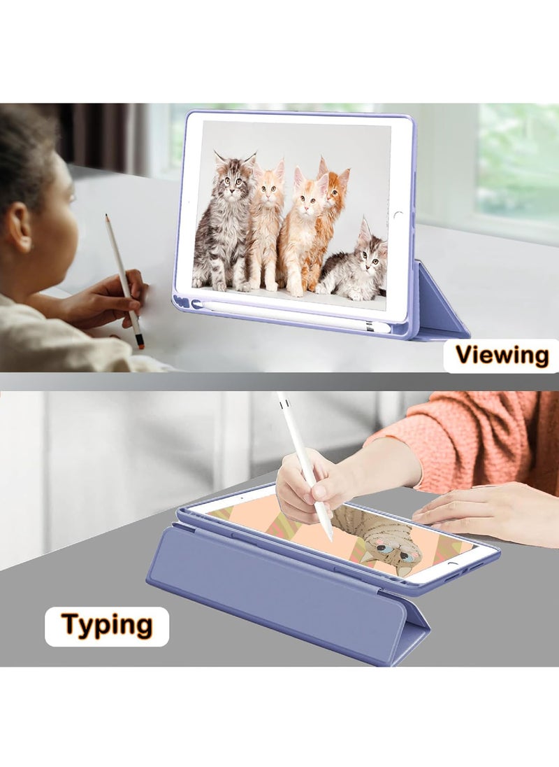 Case for iPad 10.2-Inch (9th/8th/7th Generation 2021/2020/2019) with Pencil Holder Clear Transparent Back Shell Slim Stand Shockproof Tablet Cover Auto Wake/Sleep