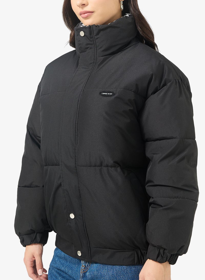 جينجر جاكيت مبطن بسحاب ورقبة عالية - Image 3