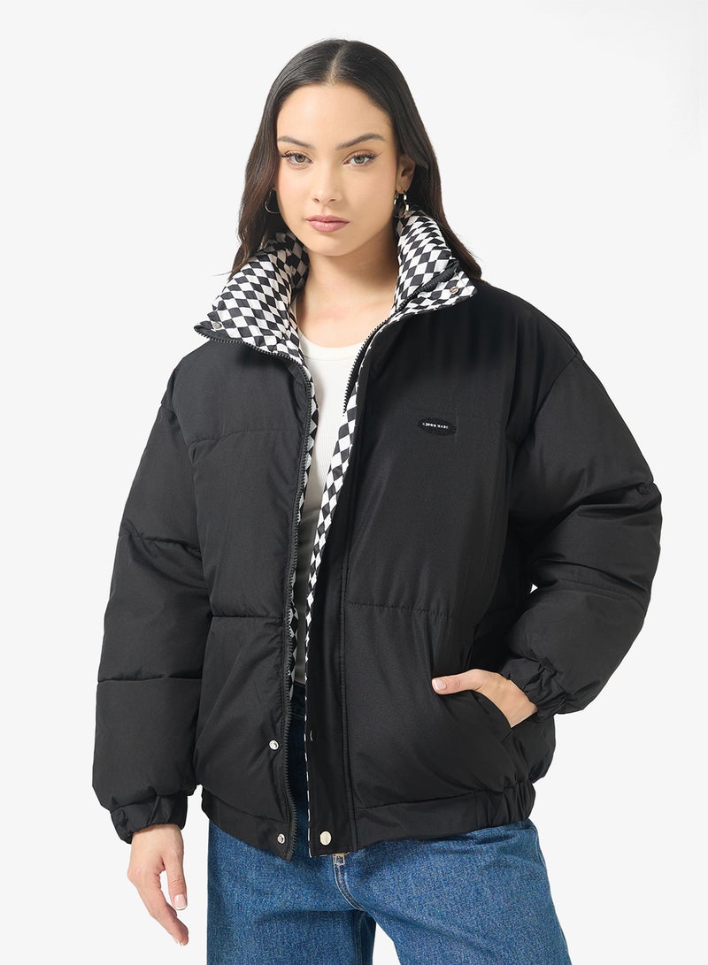 جينجر جاكيت مبطن بسحاب ورقبة عالية - Image 1