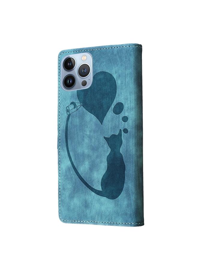 Zaboon Case For iPhone 12 Pro Max Pen Heart Cat Embossed Leather Phone Case - Image 4