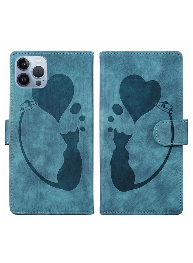 Zaboon Case For iPhone 12 Pro Max Pen Heart Cat Embossed Leather Phone Case - Image 1