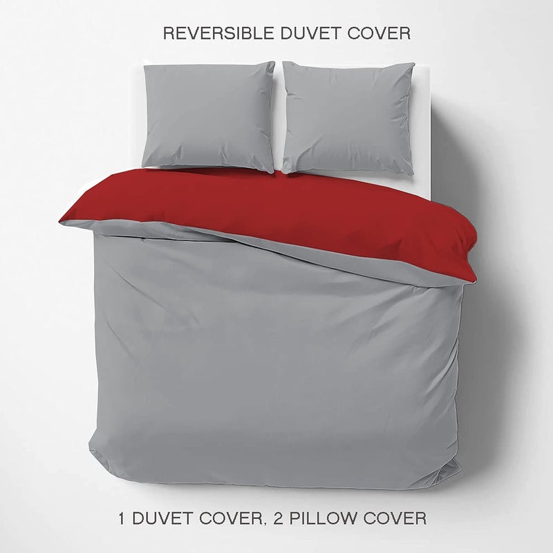 Day Care Impressible Super Soft Microfiber Reversible 3 Piece Duvet Cover Set Size 91X101 Inches And 2 Pillow Cover 300 TC 18X28 Inches Double Bed Size BurgundySilver - Image 2