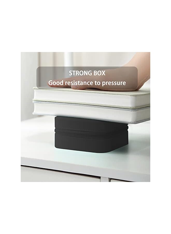 The Bros Mini Portable Travel Jewelry Box, Leather Jewellery Ring Organizer Case for Ring, Pendant, Earring, Necklace, Bracelet Organizer Storage Holder Boxes.  - Image 3
