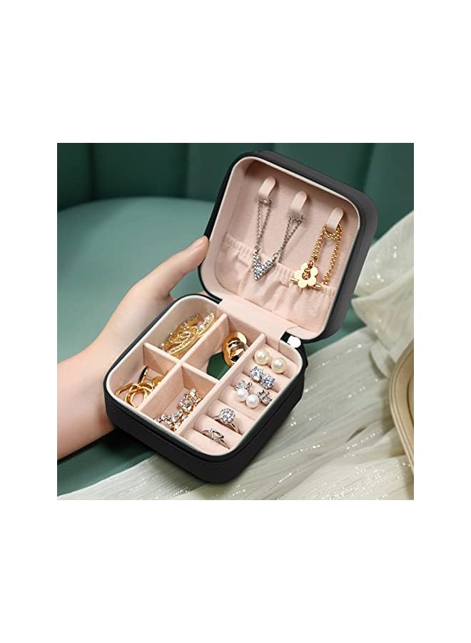The Bros Mini Portable Travel Jewelry Box, Leather Jewellery Ring Organizer Case for Ring, Pendant, Earring, Necklace, Bracelet Organizer Storage Holder Boxes.  - Image 5