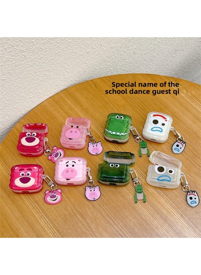 Generic Cartoon Toy Story Airpods4 Generation Protective Cover Second Generation 3 Generation Pro2 For Apple Bluetooth Earphone Case-Color:Wavy Strawberry Bear + Pendant-Applicable Model:Airpods Generation 3  - Image 4