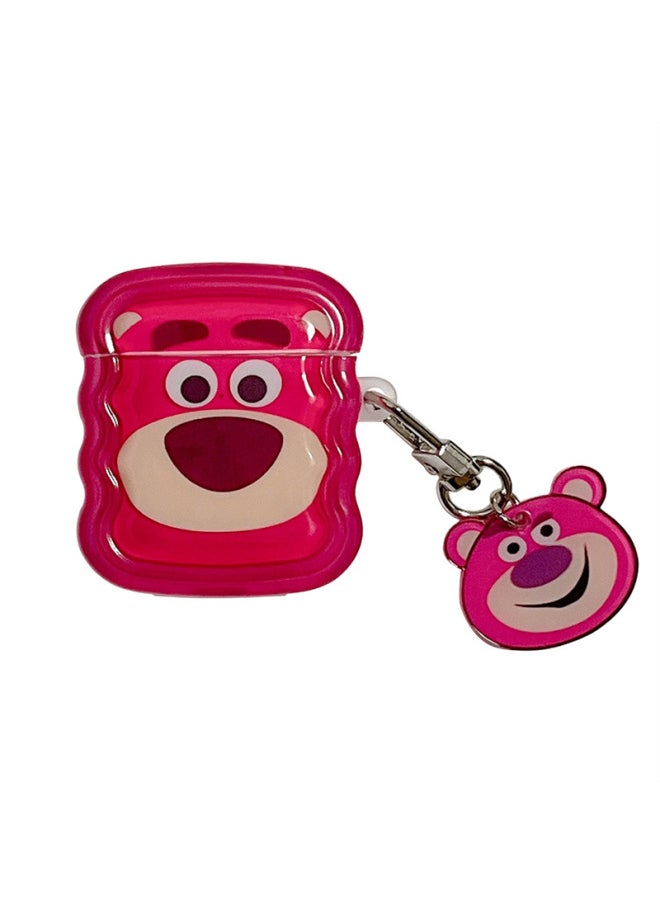 Generic Cartoon Toy Story Airpods4 Generation Protective Cover Second Generation 3 Generation Pro2 For Apple Bluetooth Earphone Case-Color:Wavy Strawberry Bear + Pendant-Applicable Model:Airpods Generation 3  - Image 1