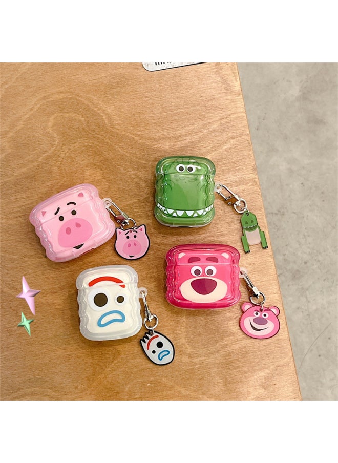 Generic Cartoon Toy Story Airpods4 Generation Protective Cover Second Generation 3 Generation Pro2 For Apple Bluetooth Earphone Case-Color:Wavy Strawberry Bear + Pendant-Applicable Model:Airpods Generation 3  - Image 2