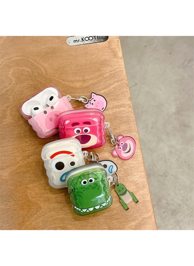 Generic Cartoon Toy Story Airpods4 Generation Protective Cover Second Generation 3 Generation Pro2 For Apple Bluetooth Earphone Case-Color:Wavy Strawberry Bear + Pendant-Applicable Model:Airpods Generation 3  - Image 3