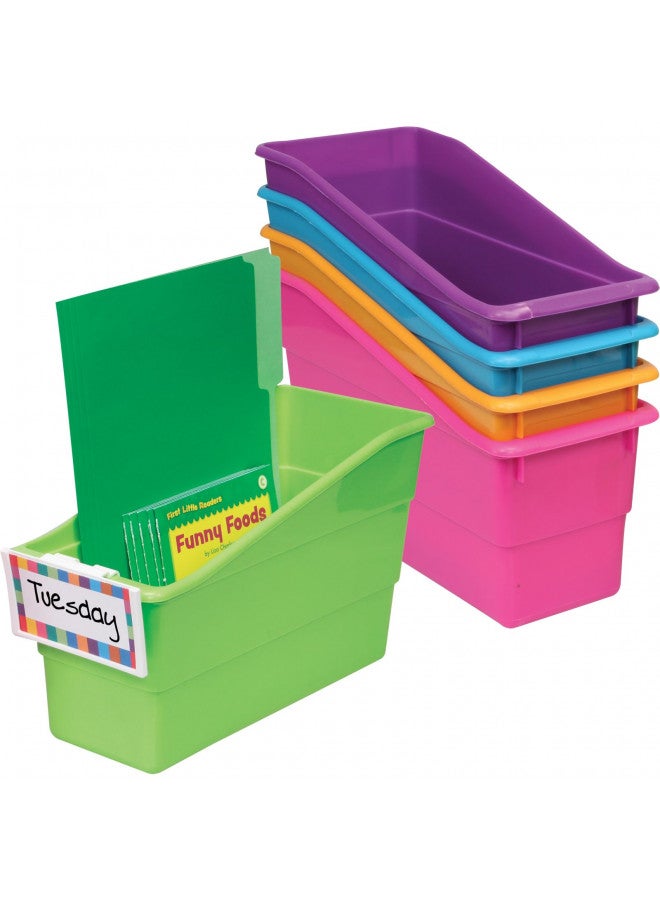 Really Good Stuff Durable Book and Binder Holder - 5pack, Bright Neon Colors, 5 ?? x 12 ?? x 7 ??, Classroom Organization, Storage Solution, Sturdy and Versatile - Image 1