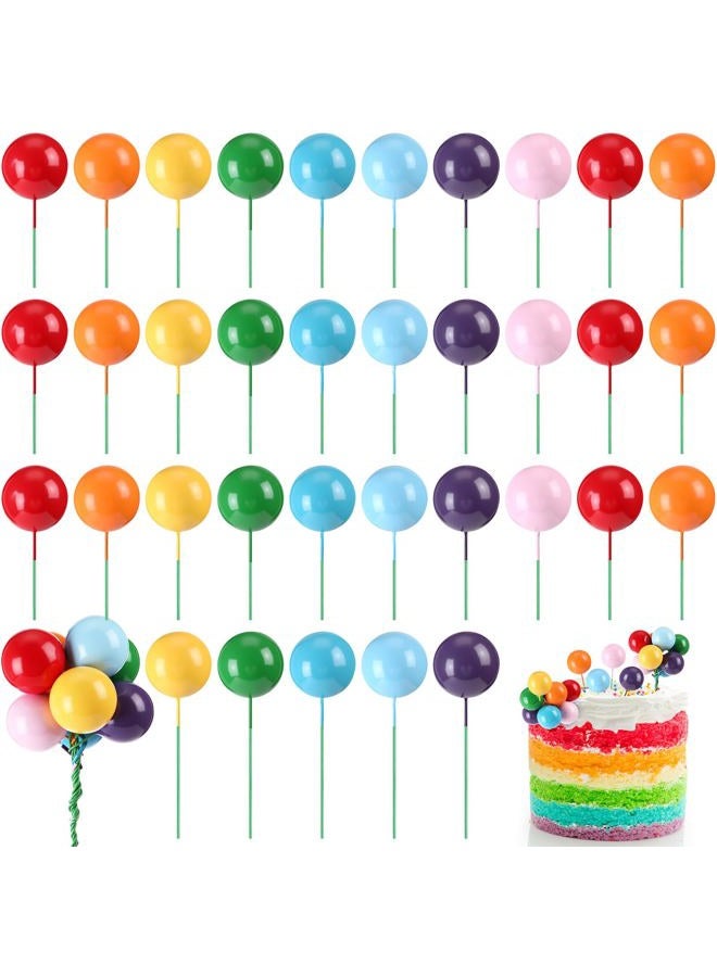 Sieral 40 Pcs Mini Balloon Cake Toppers Colorful Rainbow Topper Round Clay Balls Cupcake Toppers for Birthday Baby Shower Wedding Party Decorations (Light Color,Foam) - Image 1