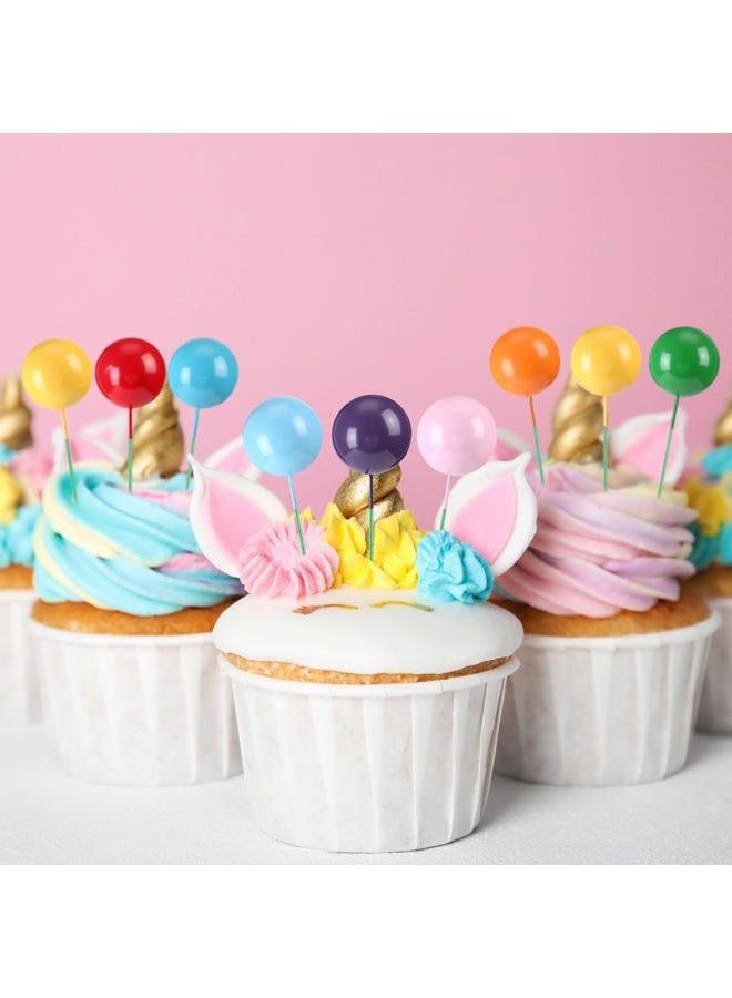 Sieral 40 Pcs Mini Balloon Cake Toppers Colorful Rainbow Topper Round Clay Balls Cupcake Toppers for Birthday Baby Shower Wedding Party Decorations (Light Color,Foam) - Image 4
