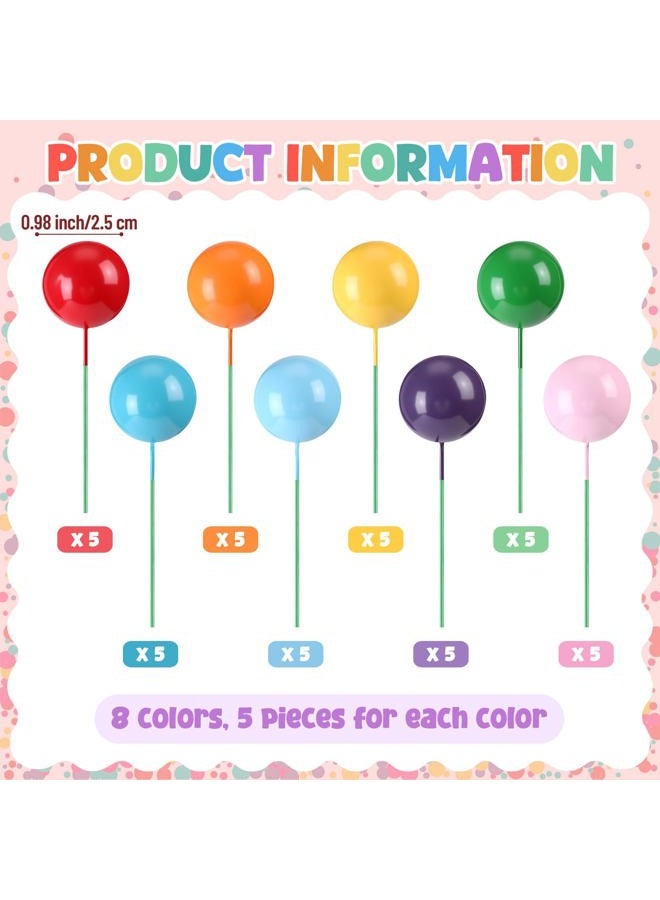 Sieral 40 Pcs Mini Balloon Cake Toppers Colorful Rainbow Topper Round Clay Balls Cupcake Toppers for Birthday Baby Shower Wedding Party Decorations (Light Color,Foam) - Image 2