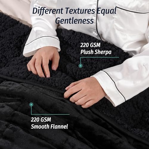 Wemore Sherpa Fleece Weighted Blanket for Adult 20 lbs Dual Sided Cozy Fluffy Heavy Blanket,Ultra Fuzzy Throw Blanket with Soft Plush Flannel Top,60 x 80 inches Black on Both Sides - Image 2