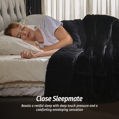 Wemore Sherpa Fleece Weighted Blanket for Adult 20 lbs Dual Sided Cozy Fluffy Heavy Blanket,Ultra Fuzzy Throw Blanket with Soft Plush Flannel Top,60 x 80 inches Black on Both Sides - Image 3