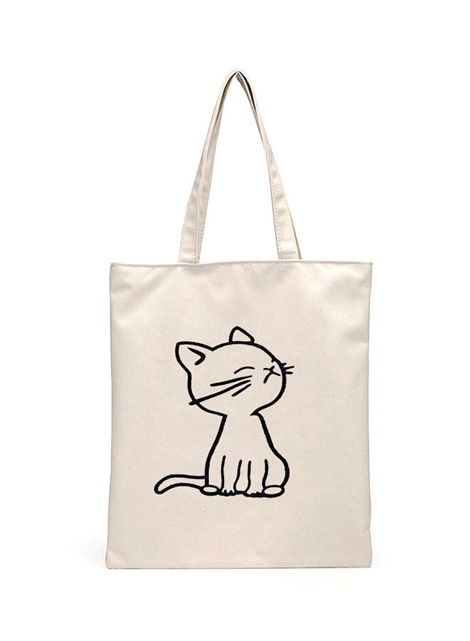Beauenty Cat Canvas Tote Bag, Reusable Grocery Bag, Washable and Can Be Applied For Many Times, Supporting You For Long Service, Can Easily Carry Your Kindle, Ipad, Cellphone  - Image 1