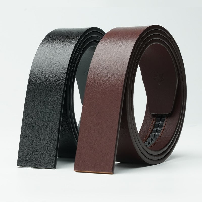 3.5 Top Layer Pure Cowhide Men'S Belt Non-Laminated Leather Belt Non-Buckle Plaster Bark Vintage Automatic Buckle Belt - Image 2