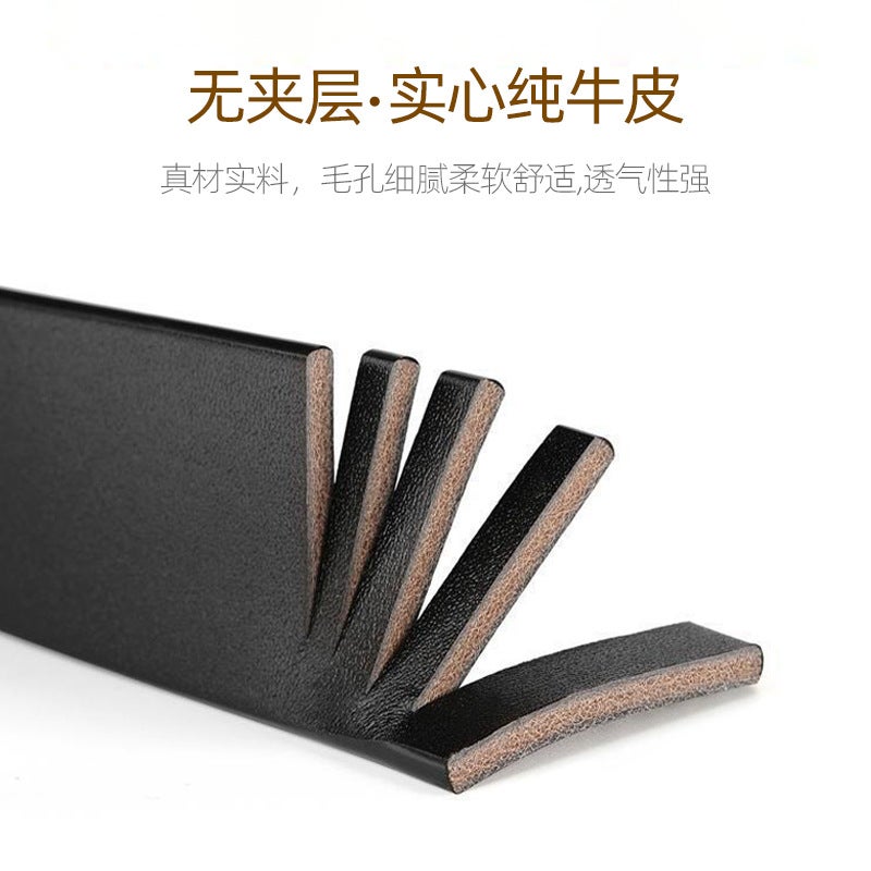 3.5 Top Layer Pure Cowhide Men'S Belt Non-Laminated Leather Belt Non-Buckle Plaster Bark Vintage Automatic Buckle Belt - Image 3