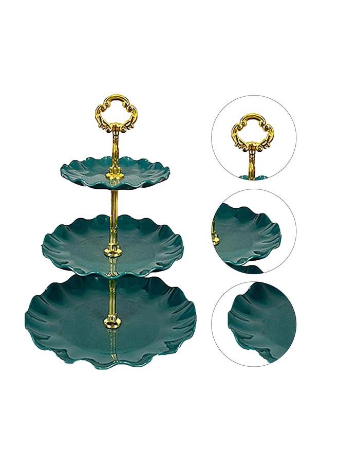 Thoraya Nordic Style 3 Layer Fruit Plate Tray Plastic 3 Tier Cake Stand Holiday Party Dessert Tray Dark Green  - Image 4