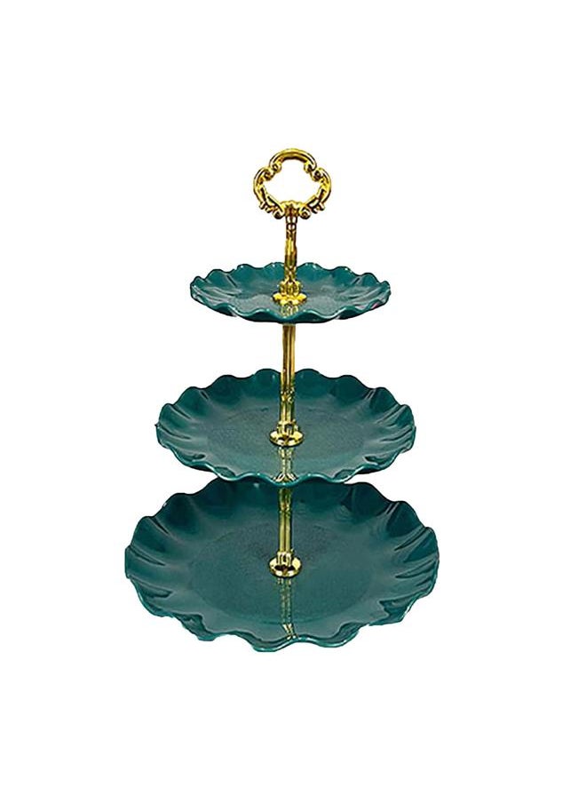 Thoraya Nordic Style 3 Layer Fruit Plate Tray Plastic 3 Tier Cake Stand Holiday Party Dessert Tray Dark Green  - Image 1