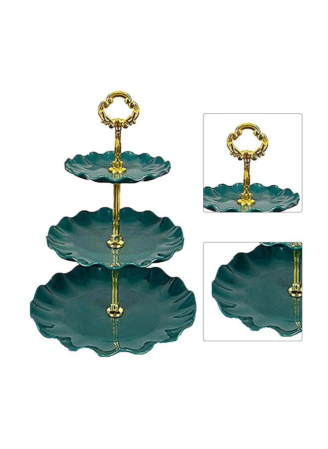 Thoraya Nordic Style 3 Layer Fruit Plate Tray Plastic 3 Tier Cake Stand Holiday Party Dessert Tray Dark Green  - Image 2
