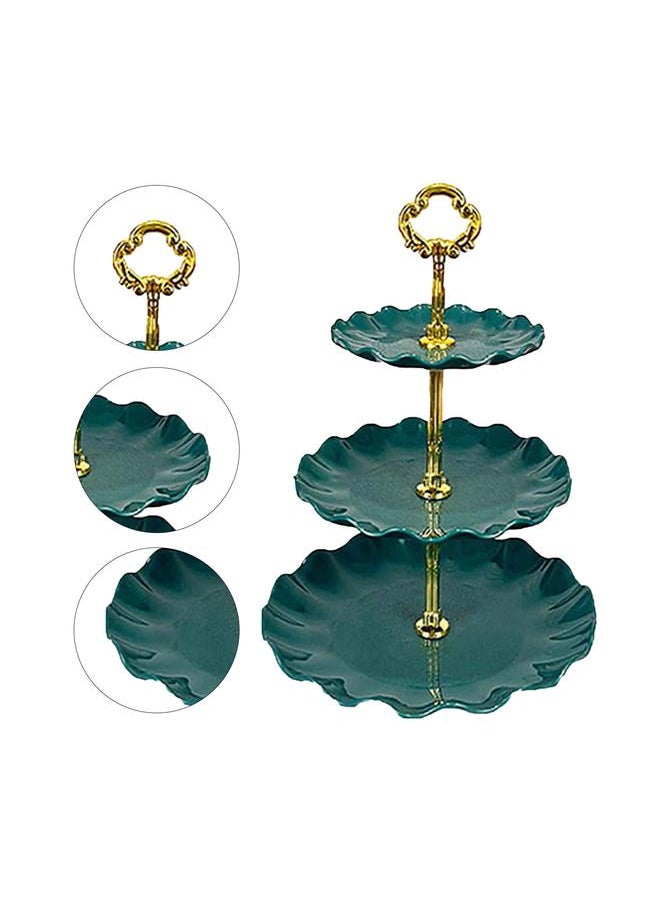 Thoraya Nordic Style 3 Layer Fruit Plate Tray Plastic 3 Tier Cake Stand Holiday Party Dessert Tray Dark Green  - Image 3
