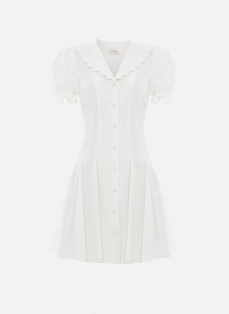 Lichi Fitted mini dress with collar embroidery