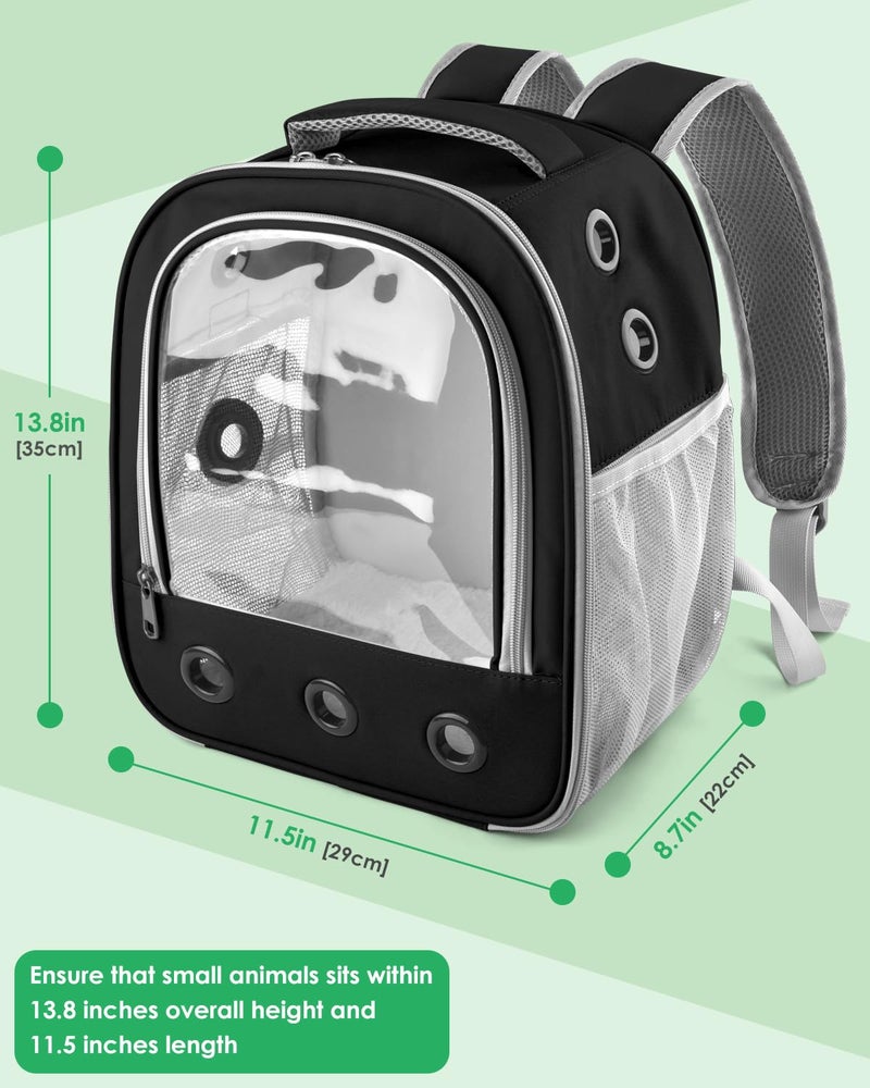 DBNESS Guinea Pig Carrier Backpack, Portable Rabbit Travel Carring Bag for Pet Bunny Chinchilla Bearded Dragon Hamster Parrot Outgoing Pouch Case with Water Bottle Holder & Detachable Pad (Black) - Image 5
