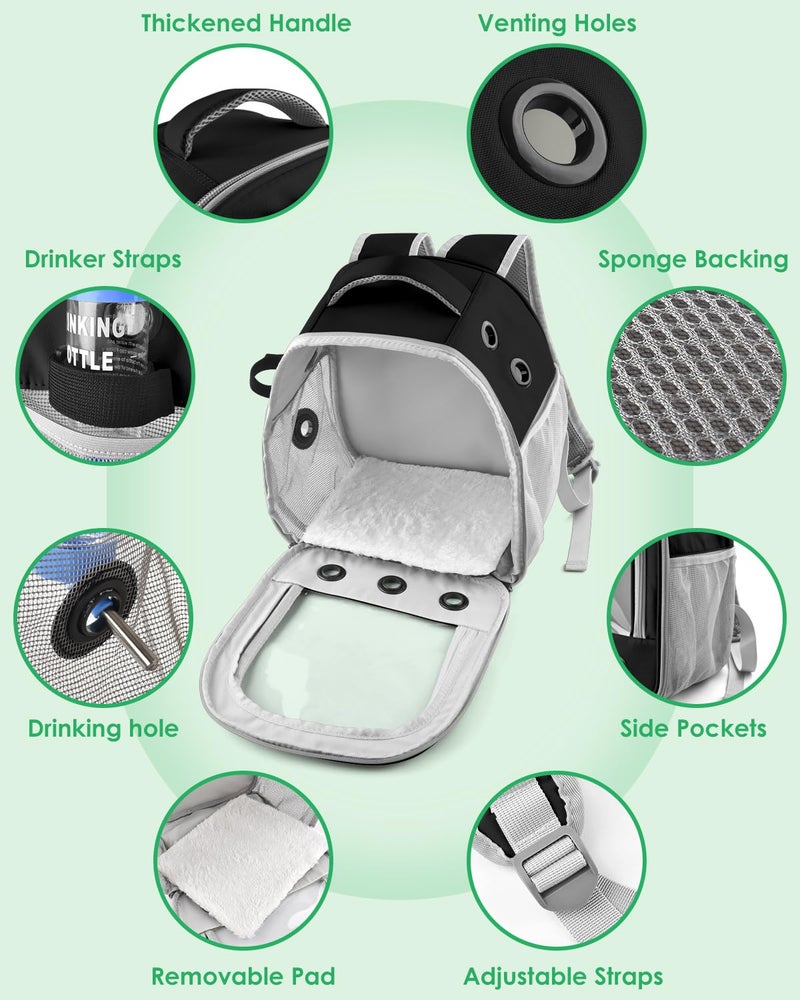 DBNESS Guinea Pig Carrier Backpack, Portable Rabbit Travel Carring Bag for Pet Bunny Chinchilla Bearded Dragon Hamster Parrot Outgoing Pouch Case with Water Bottle Holder & Detachable Pad (Black) - Image 2