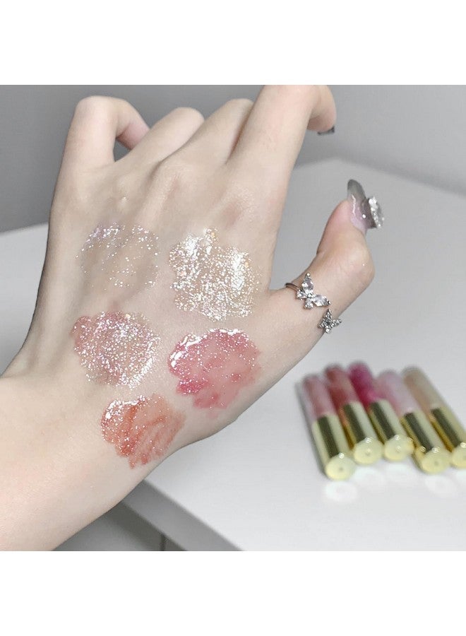 Petansy Shimmery Glitter Moisturizing Lip Gloss Nourishing Lipstick Set 5 Colors Lip Plumper Lip Gloss Hydrating Lip Glow Oil Shiny Glitter Sparkly Glossy Set - Image 3