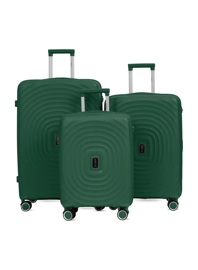 بارا جون Parajohn Hard Shell Luggage Set PP Lightweight Suitcase 20/24/28 Inch 8 Spinner Wheels 360° Travel Trolley Bag with Combination Lock-Dark Green