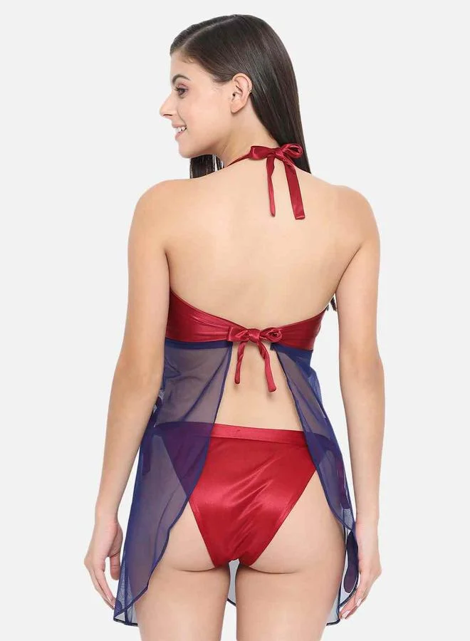 تايك تو كلاموتين فستان قصير بياقة هالتر ودانتيل وحافة غير متماثلة