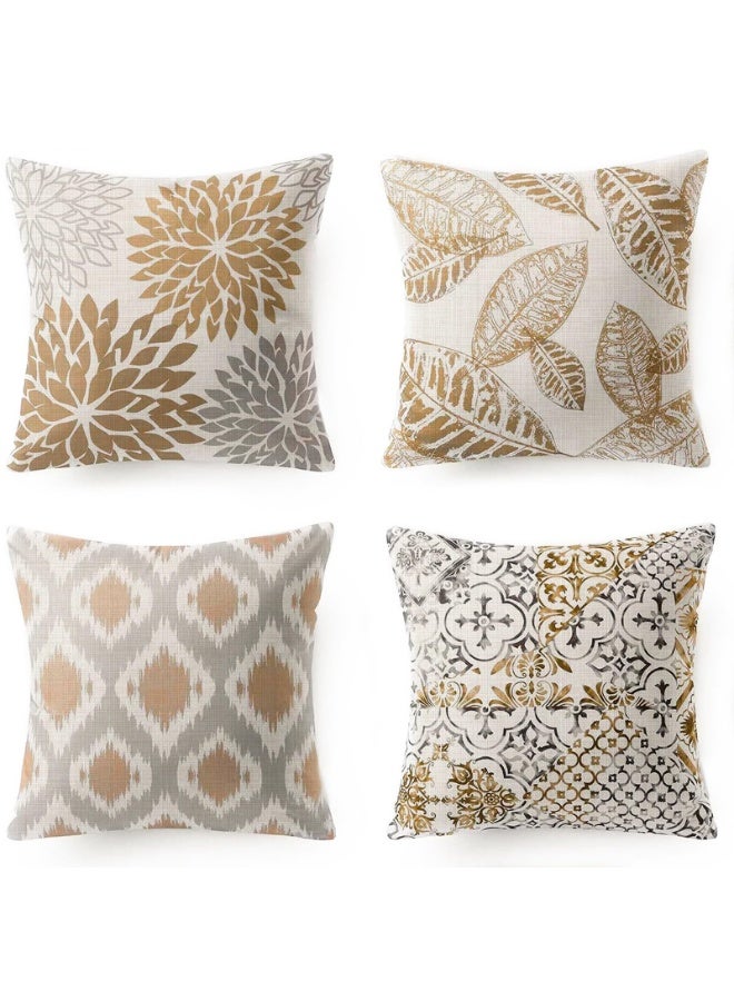 SANMUGEED Throw Pillow Covers Pack of 4,Sofa Pillow Covers 18x18 Inch,Cushion Covers Squre Linen Modern Abstract Geometric Style Home Decor,Decorative Pillow Covers for Couch,Car,Bedroom,Living Room - Image 1