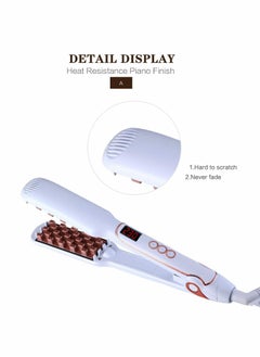 Y&D Crimping Iron, Hair Volumizer Tool Volumizing Iron for Women Fluffer Lifter Ceramic Tourmaline Wide Crimper LCD Display - White  - Image 2