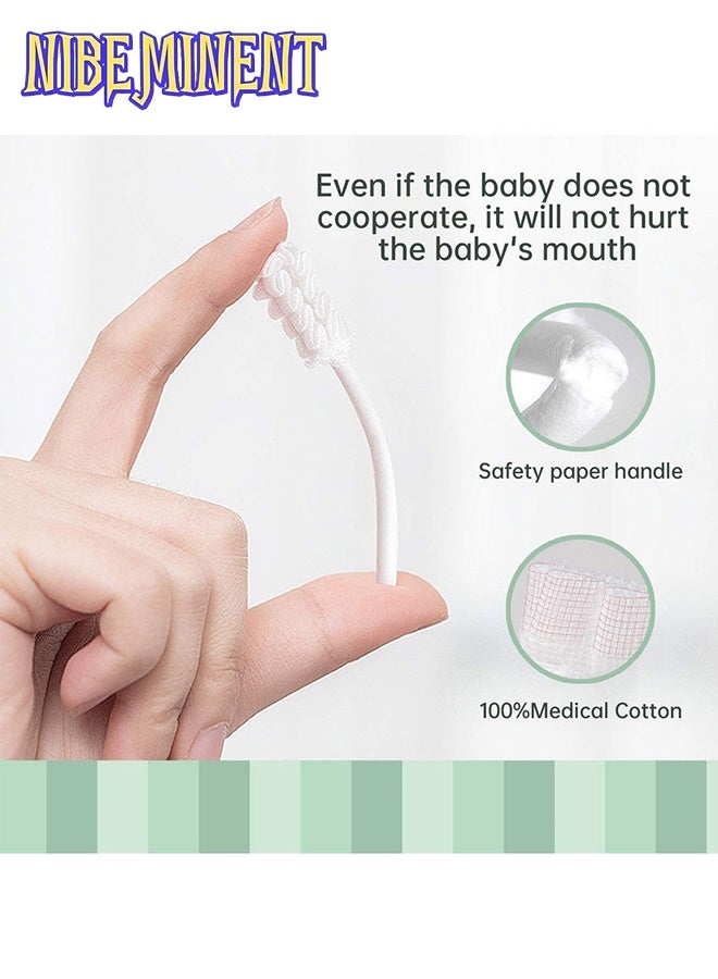 NIBEMINENT 48 قطعة فرشاة أسنان للأطفال حديثي الولادة أو منظف لسان الأطفال، شاش تنظيف لثة الأطفال القابل للتصرف، رعاية تنظيف الفم، مناسب للأطفال من 0-36 شهر - Image 5