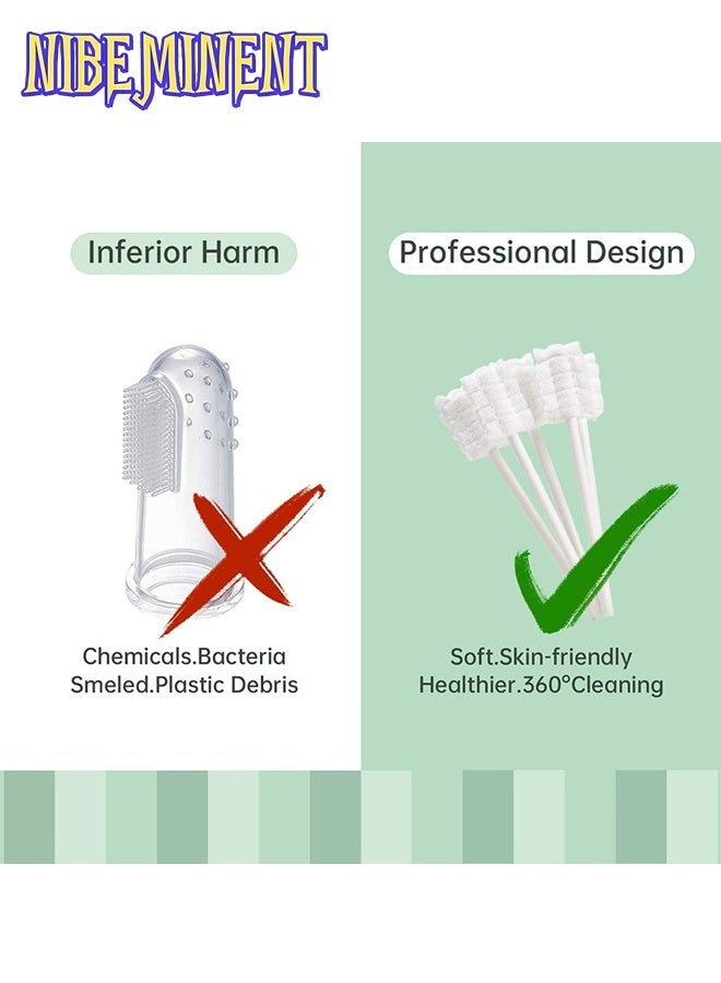 NIBEMINENT 48 قطعة فرشاة أسنان للأطفال حديثي الولادة أو منظف لسان الأطفال، شاش تنظيف لثة الأطفال القابل للتصرف، رعاية تنظيف الفم، مناسب للأطفال من 0-36 شهر - Image 3